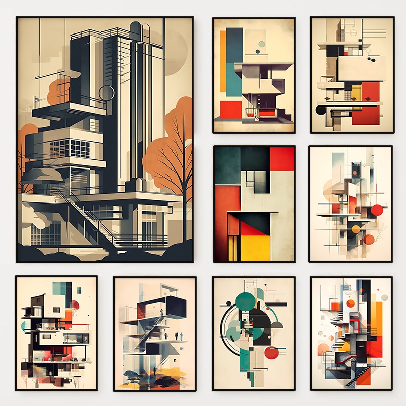Photography Geometry - Vintage Minimalist Bauhaus Mimari Kroki Posteri
